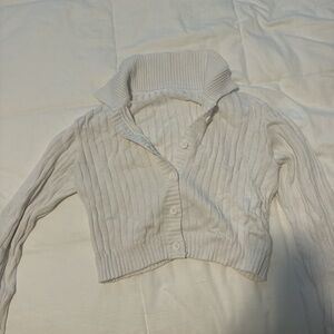 White button-up sweater
